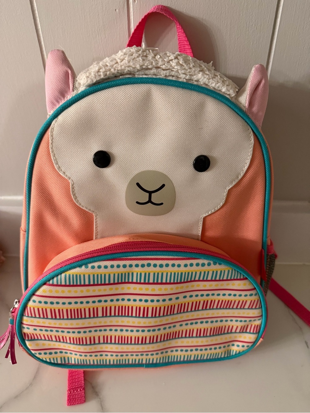 Skip Hop Peach Pink Turquoise Llama Kids Backpack